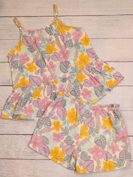 Cat & Jack Girls Floral Tank and Shorts Set - Yellow, Pink, Gray, Blue - Picture 10 of 13